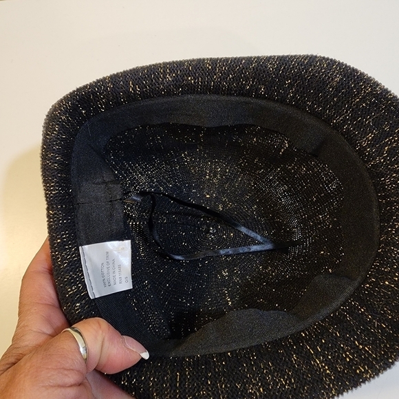 Women's Black and Golden Glitter Fedora Cotton  Hat  OS - Picture 9 of 11